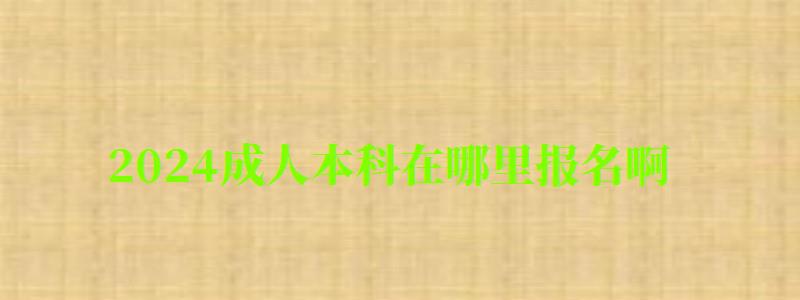 2024成人本科在哪里報名啊