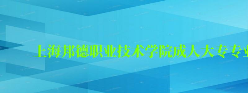 上海邦德職業(yè)技術(shù)學(xué)院成人大專專業(yè)有哪些 上海邦德職業(yè)技術(shù)學(xué)院成人大專專業(yè)有哪些 ,上海邦德職業(yè)技術(shù)學(xué)院成人大專專業(yè)有哪些(圖1)