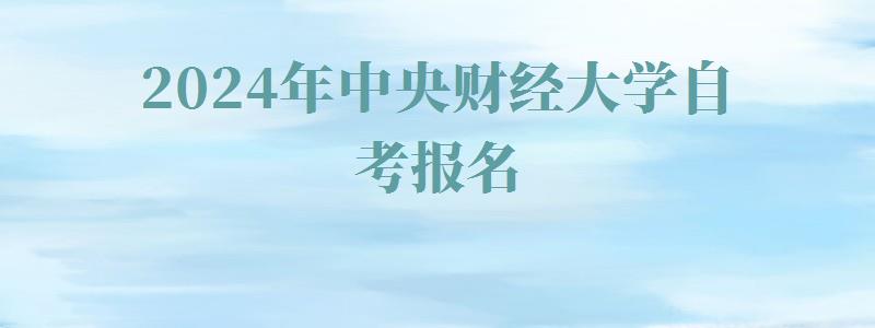 2024年中央財經大學自考報名 2024年中央財經大學自考報名