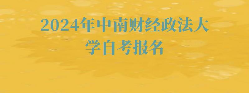 2024年中南財經政法大學自考報名 2024年中南財經政法大學自考報名